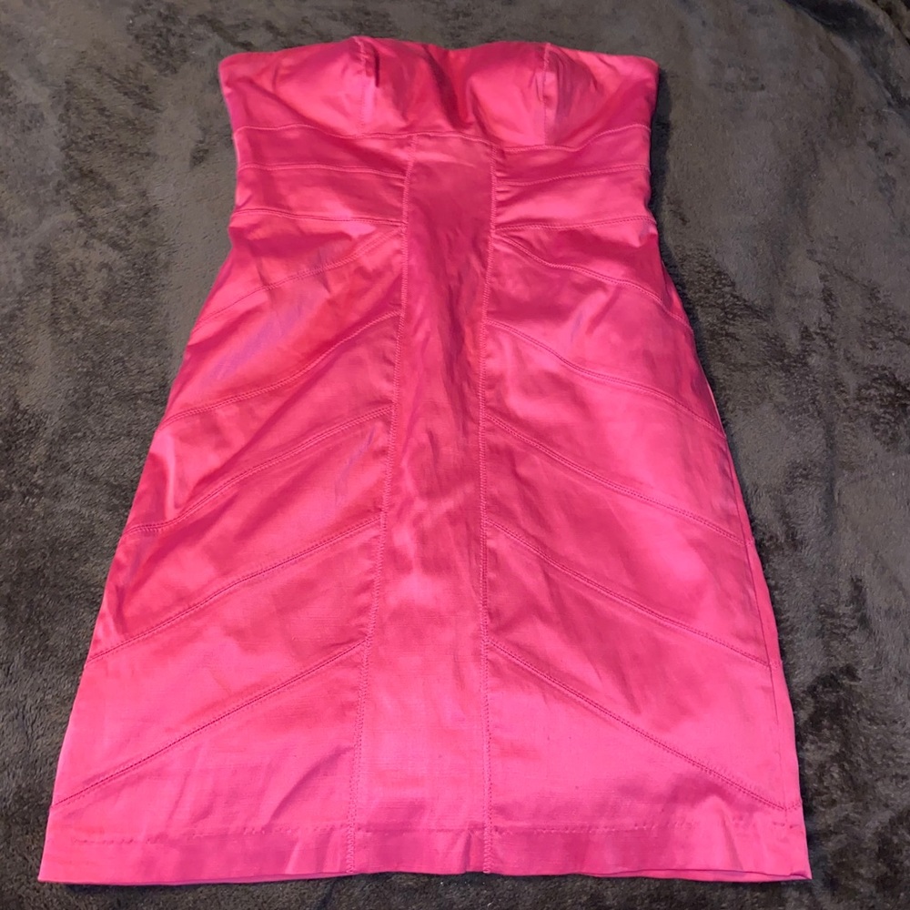 Strapless hot pink dress